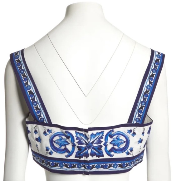 Dolce Gabbana Skirt + Crop Top Set Majolica Print & Pleated Poplin Midi Skirt - Picture 6 of 15